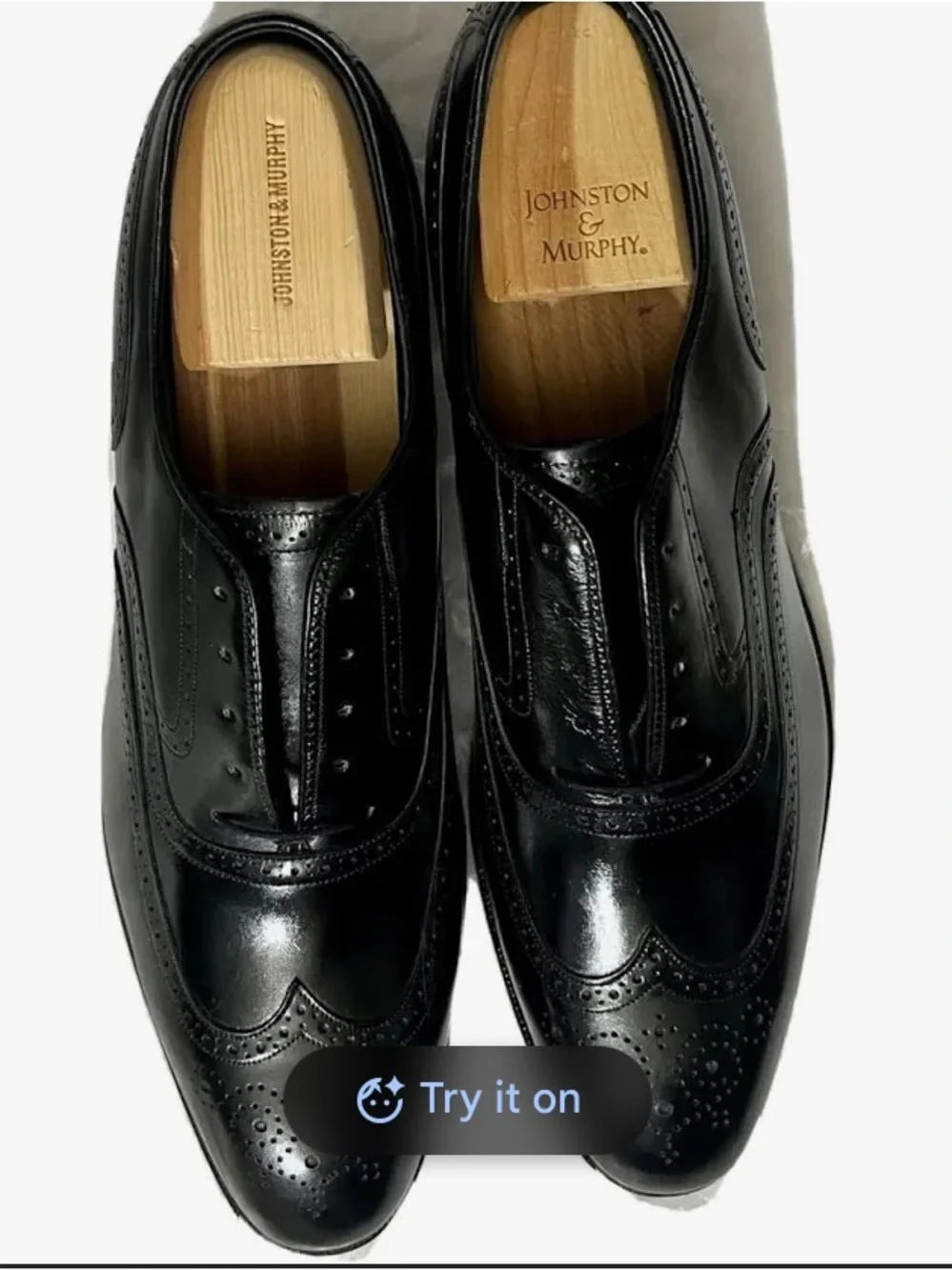 Johnston & Murphy “The Crown Aristocrat” Black Leather Wingtip Oxfords